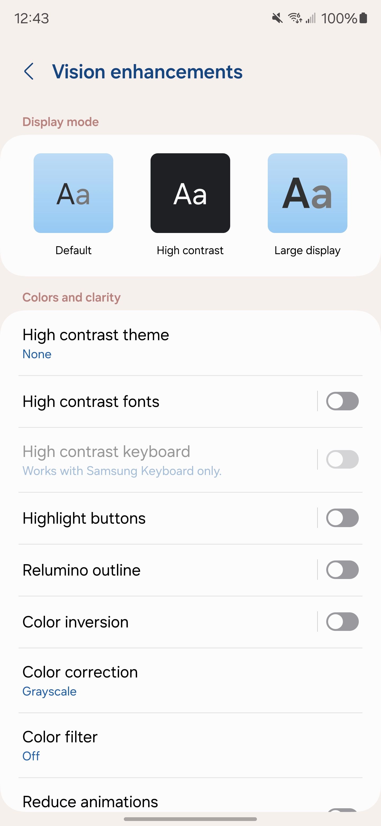 Features of Vision Enhancements in One UI.